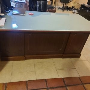 Executive office desk with credenza
